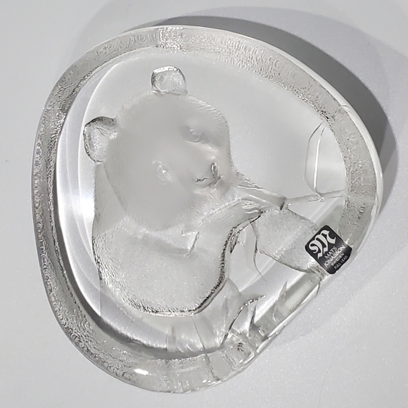 Mats Jonasson Sweden 🇸🇪 Lead Crystal Panda 🐼 4 1/2" Art Glass Signed Numbered - Picture 2 of 16